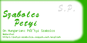 szabolcs petyi business card